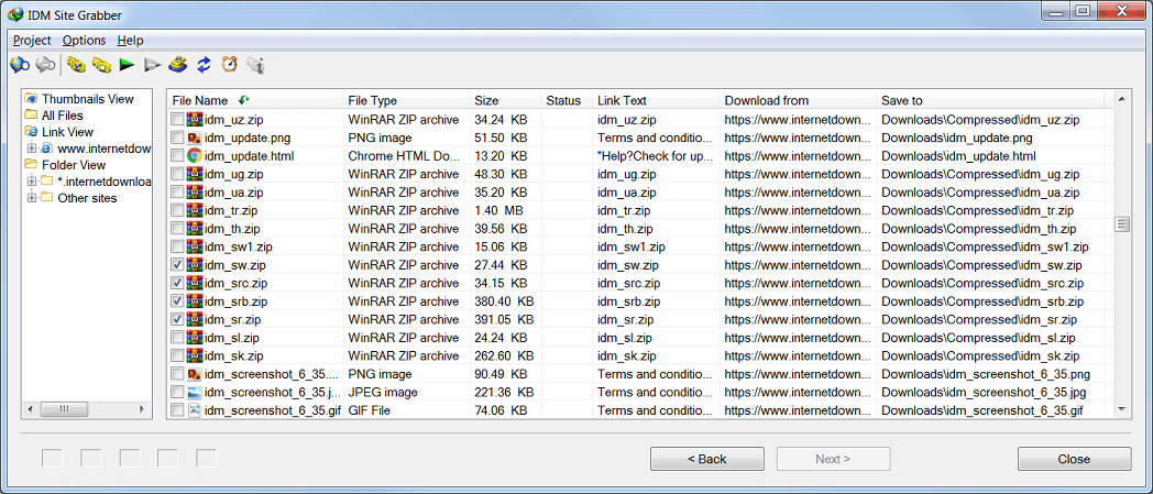 Main Action Dialog